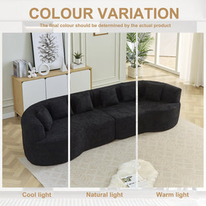 English Elm Curved Chenille Sectional Sofa Oversized Four Seat Cloud Foam Living Room Lounge W3505P355584