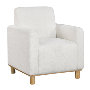 English Elm Mason White Boucle Arm Chair with Pocket Springs, Solid Hardwood Cylindrical Legs, Plush Comfort B050P229984