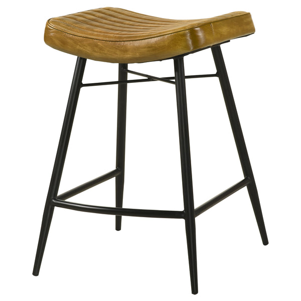 English Elm Ridgeway Channel Tufted Leather Backless Counter Stools Set of 2 for Kitchen Island Camel B062P440314