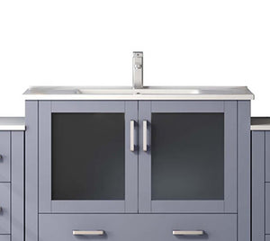 English Elm Dark Grey 60 in Single Bath Vanity with Side Cabinets, White Ceramic Top, Faucet Set, Soft-Close Drawers and Scratch-Resistant Counter B2731S01207