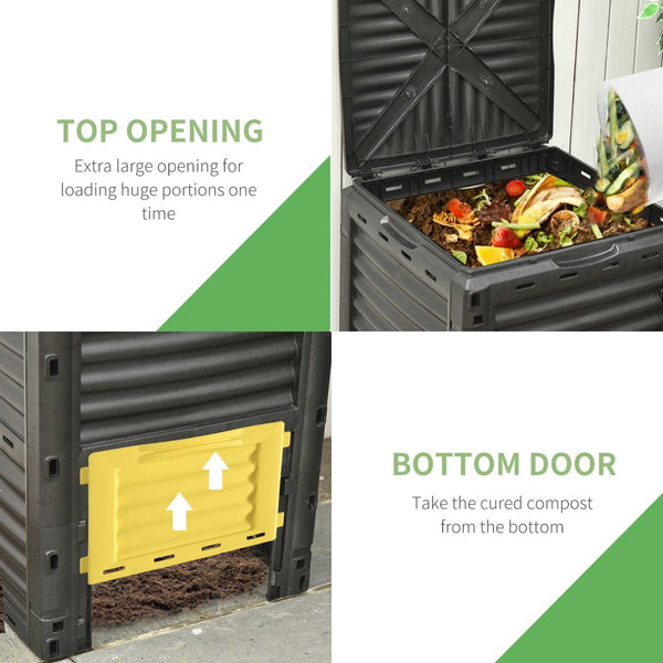 English Elm Outsunny 80 Gallon Garden Compost Bin - Durable, Fast Composting, Easy Assembly, Pest-Resistant Design W2225P174507-GIGA