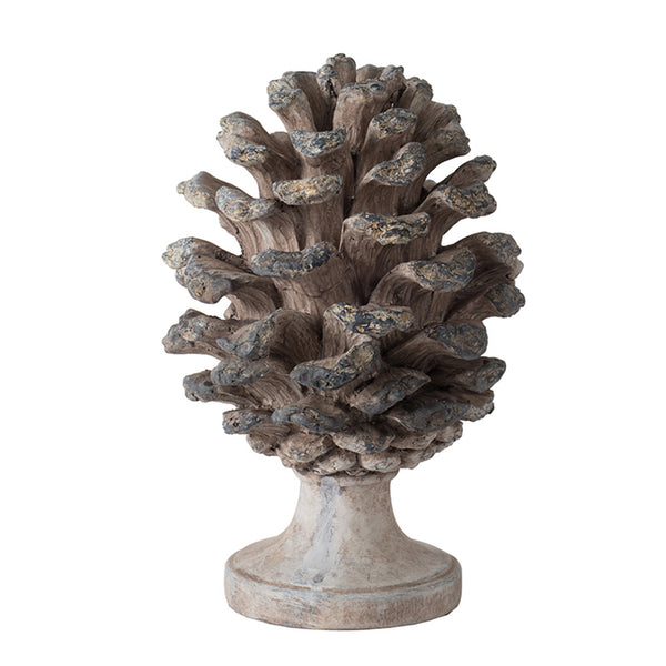 English Elm Set of 2 Polyresin Pinecone Sculptures Woodland Accent Decor for Mantel or Console W2078P360995