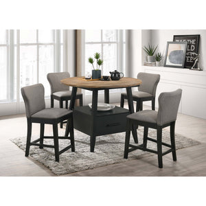 English Elm Arunda Round Counter Height Dining Table Oak Grain Top with Storage Drawer Seats Four B062S01532