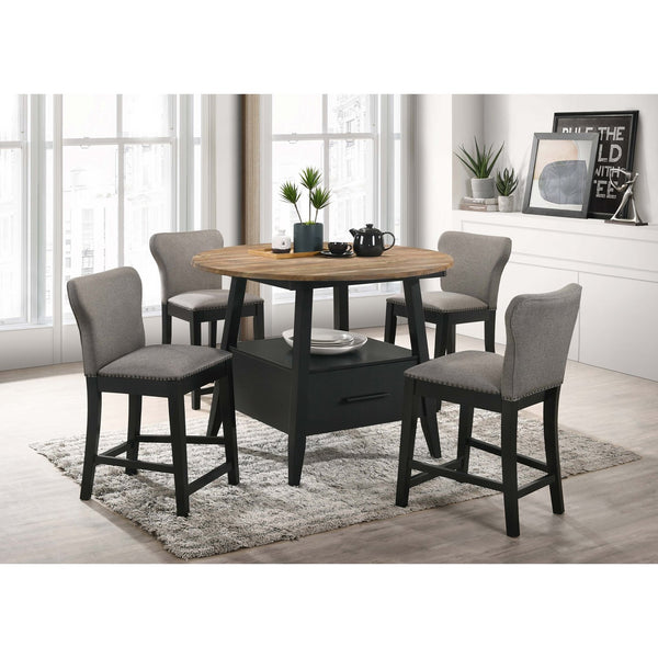 English Elm Arunda Round Counter Height Dining Table Oak Grain Top with Storage Drawer Seats Four B062S01532