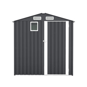 English Elm 6x8ft Outdoor Steel Storage Shed Lockable Vented Galvanized Metal Garden Backyard Tool Unit Dark Gray W1598P361333