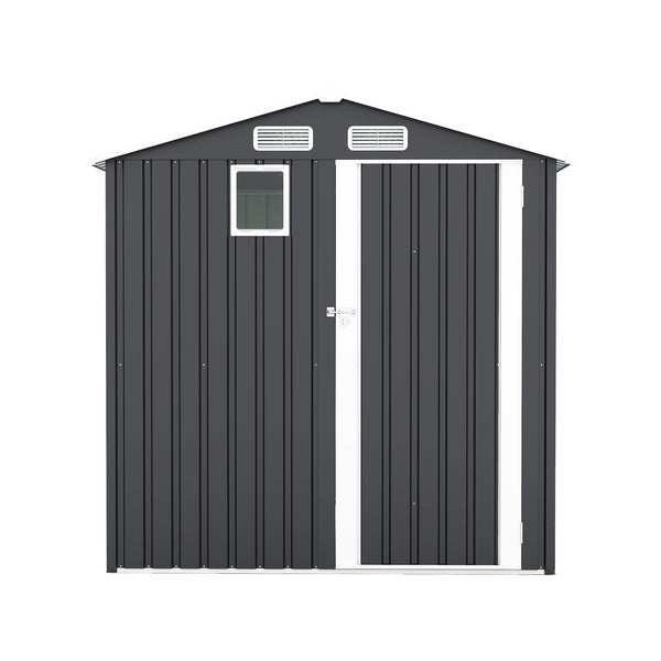 English Elm 6x8ft Outdoor Steel Storage Shed Lockable Vented Galvanized Metal Garden Backyard Tool Unit Dark Gray W1598P361333