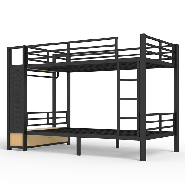 English Elm Full Size Pine Loft Bed House Frame with Slide Bookshelves and Moon Star Rails W1580S00589