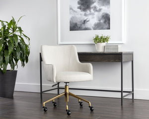 Sunpan Franklin Office Chair - Rustic Mid-Century Modern Design with Bronze Base for Stylish Workspaces Beige Linen