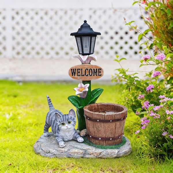English Elm Labrador Solar Garden Statue with Led Glow and Built-in Succulent Planter Basin W5398P464241