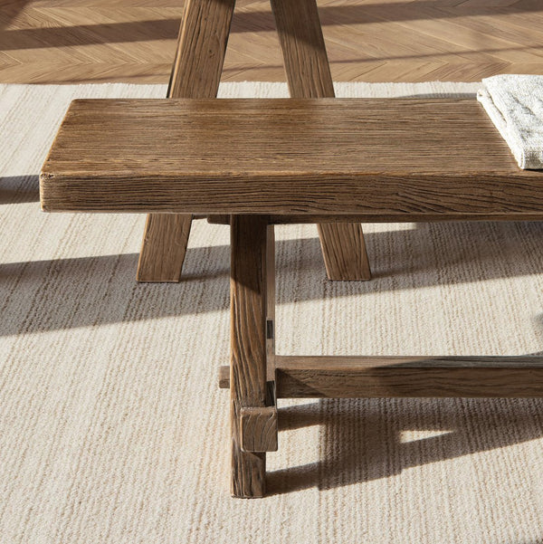 English Elm Hawthorne Reclaimed Elm Trestle Dining Bench Solid Wood Farmhouse Seat 72 Inch Brown B2719P474442