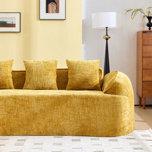 English Elm Yellow Chenille L-Shaped Sofa – Stylish, Space-Saving Comfort With 4 Throw Pillows For Any Room W3612S00019-GIGA