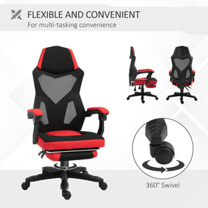 English Elm Vinsetto Ergonomic Home Office Chair with Mesh Back, Lumbar Support, Recline to 135° & Wheels Red W2225P250022