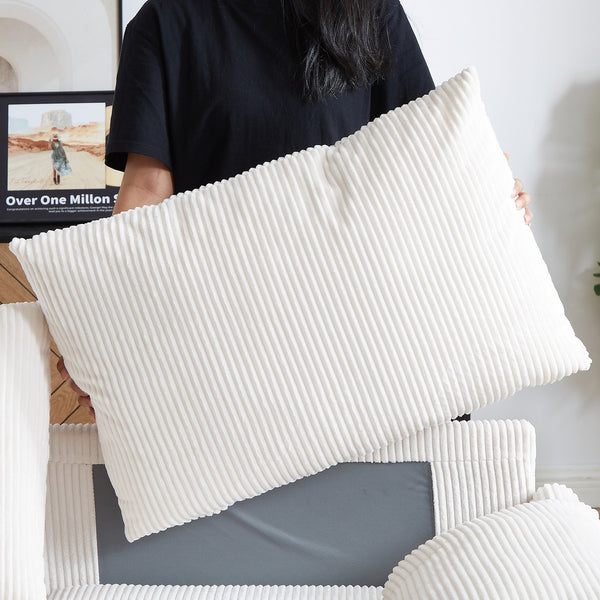 English Elm MH'' MH' 64.5 Inch Sleeper Sofa Bed with Corduroy Upholstery, Sturdy Wood & Iron Frame, 3-in-1 Convertible Comfort Beige W1193S00124