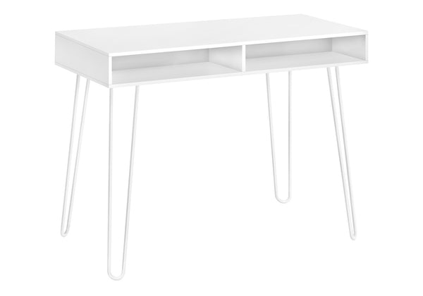 English Elm Computer 40" Modern Home Office Desk with Hairpin Legs, Dual Cubby Storage, Stable Metal Base White 44 L x 22 W x 5 H B2710P219940