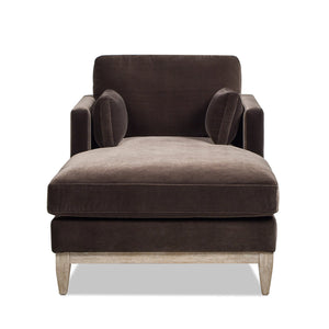 English Elm Jennifer Taylor Home - Knox 65" Modern Farmhouse Chaise Lounge Chair with Plush Performance Velvet, Feather-Down Comfort Brown B2719P238294