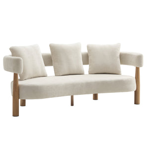 English Elm Luxe Curved Three Seat Chenille Sofa with Arc Backrest and Tapered Legs for Living Rooms N773P342182B