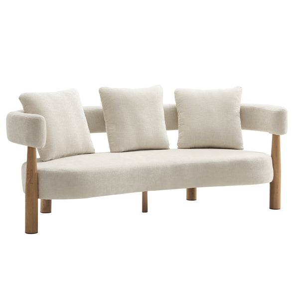 English Elm Luxe Curved Three Seat Chenille Sofa with Arc Backrest and Tapered Legs for Living Rooms N773P342182B