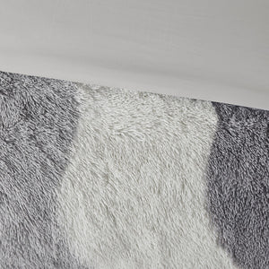 English Elm Twin/Twin Cassie Ombre Shaggy Faux Fur Comforter Set – Tonal Wave Stripes, Reversible Grey, OEKO-TEX B035P148298