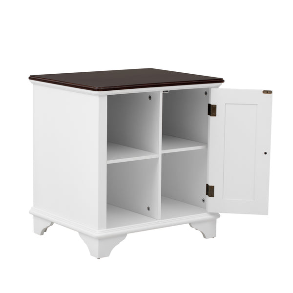 English Elm U Can Louvered End Table with Woven Grass Baskets Ottoman Legs Farmhouse Storage White N724P401353K