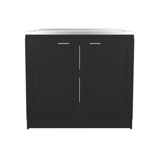 English Elm Montello White Utility Sink with Open Shelves for Laundry Mudroom Workspace B092S00282