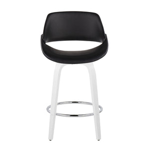 English Elm Fixed-height Swivel Counter Stools with Faux Leather Seats and Chrome Footrest Set of 2 B202S01824