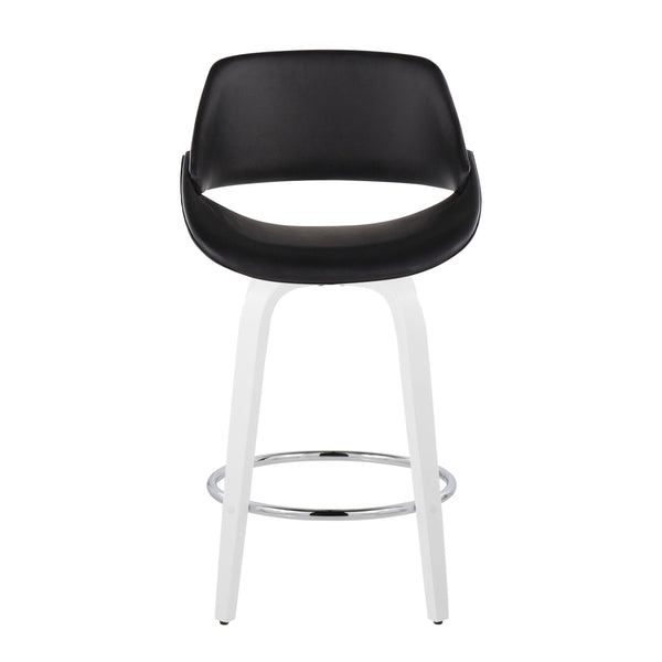 English Elm Fixed-height Swivel Counter Stools with Faux Leather Seats and Chrome Footrest Set of 2 B202S01824