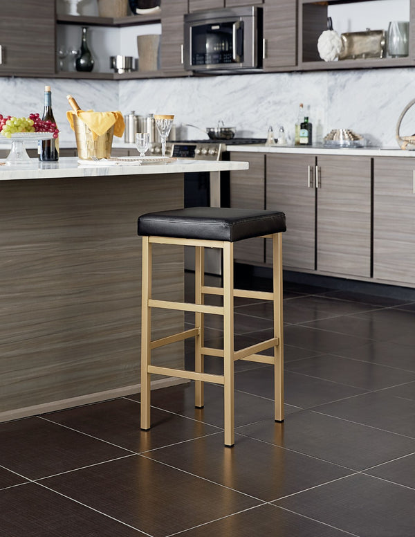 OSP Home Furnishings 30" Gold Backless Stool Black