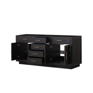 English Elm Black Double Oak 72" Double Sink Vanity - 22" Deep Midcentury Wood Cabinet, Soft-Close Drawers B2731P260846