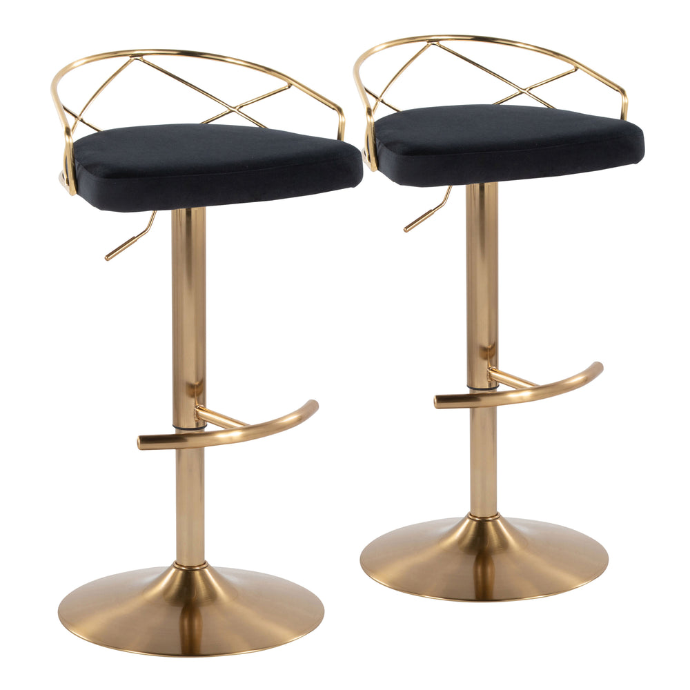 English Elm Adjustable Swivel Barstools Mid-century Modern Walnut and Cream Faux Leather Set of 2 Black B202S02170