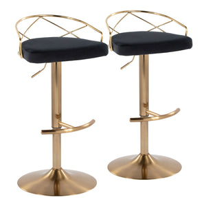 English Elm Adjustable Swivel Barstools Mid-century Modern Walnut and Cream Faux Leather Set of 2 Black B202S02170