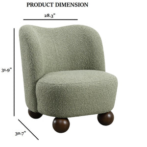 English Elm Contemporary Sculpted Barrel-Back Arm Chair with Smooth Casters, Neutral Textured Upholstery, Stylish Accent Seating Green 29 L x 32 W x 28 H B2741P401986