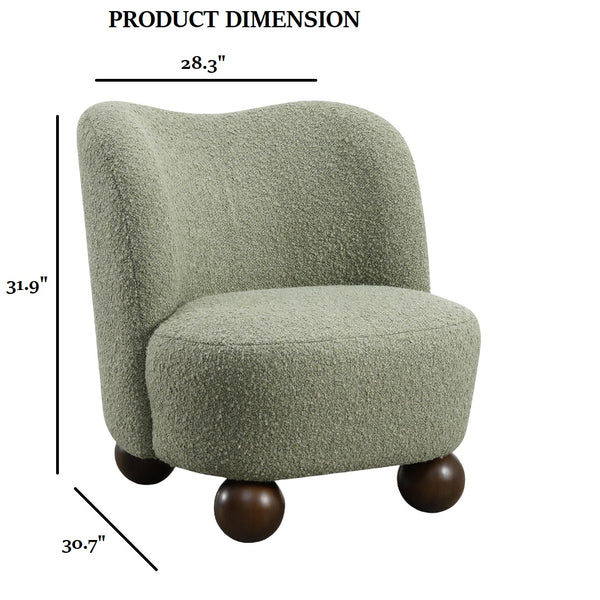 English Elm Contemporary Sculpted Barrel-Back Arm Chair with Smooth Casters, Neutral Textured Upholstery, Stylish Accent Seating Green 29 L x 32 W x 28 H B2741P401986