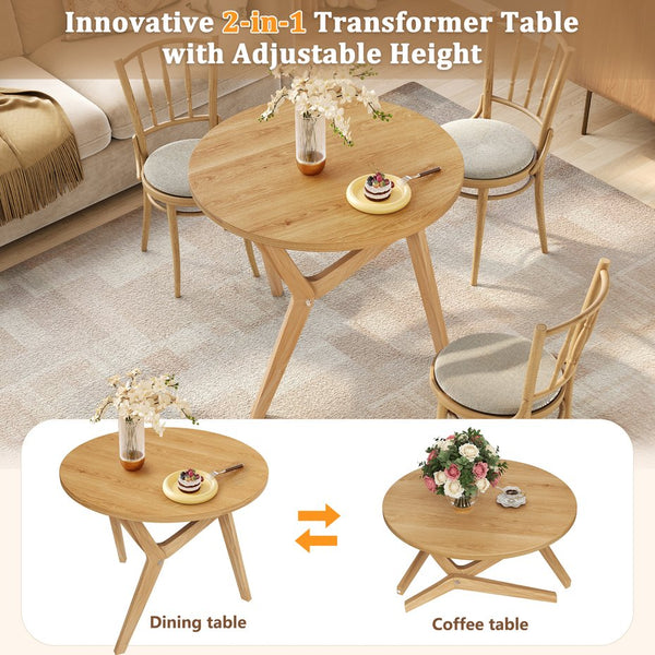 English Elm Round Solid Rubberwood Adjustable Height Coffee Cocktail Table for Modern Living Rooms N735P369877N