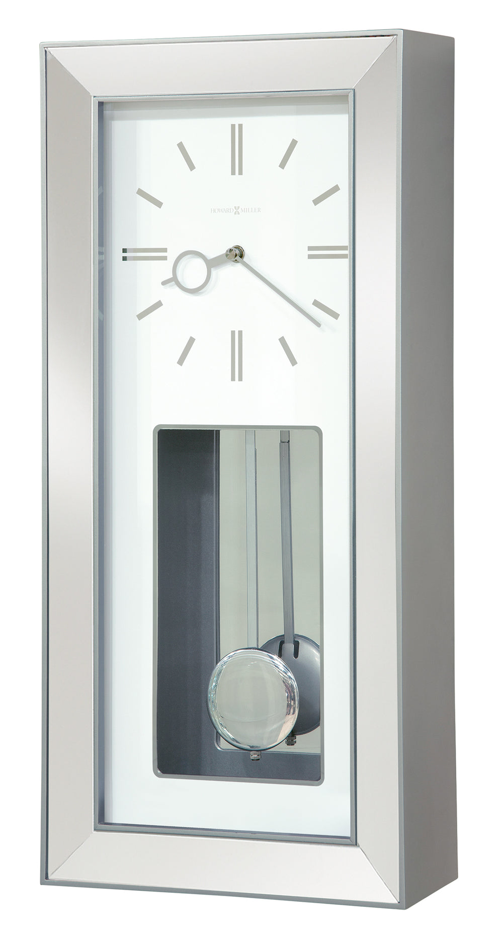 Hekman Furniture 625614 Chaz Wall Clock - Sleek Satin Silver Design With Polished Pendulum & Quartz Movement For Modern Homes  Chaz Wall Clock 625614