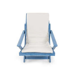 English Elm Pinecrest Outdoor Folding Lounge Chair Recycled Hdpe Reclining Patio Seat with Cushion Blue B2745P409691