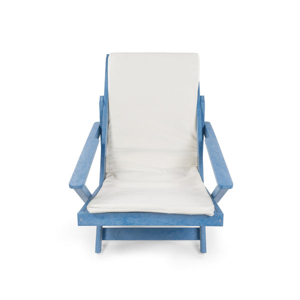 English Elm Pinecrest Outdoor Folding Lounge Chair Recycled Hdpe Reclining Patio Seat with Cushion Blue B2745P409691