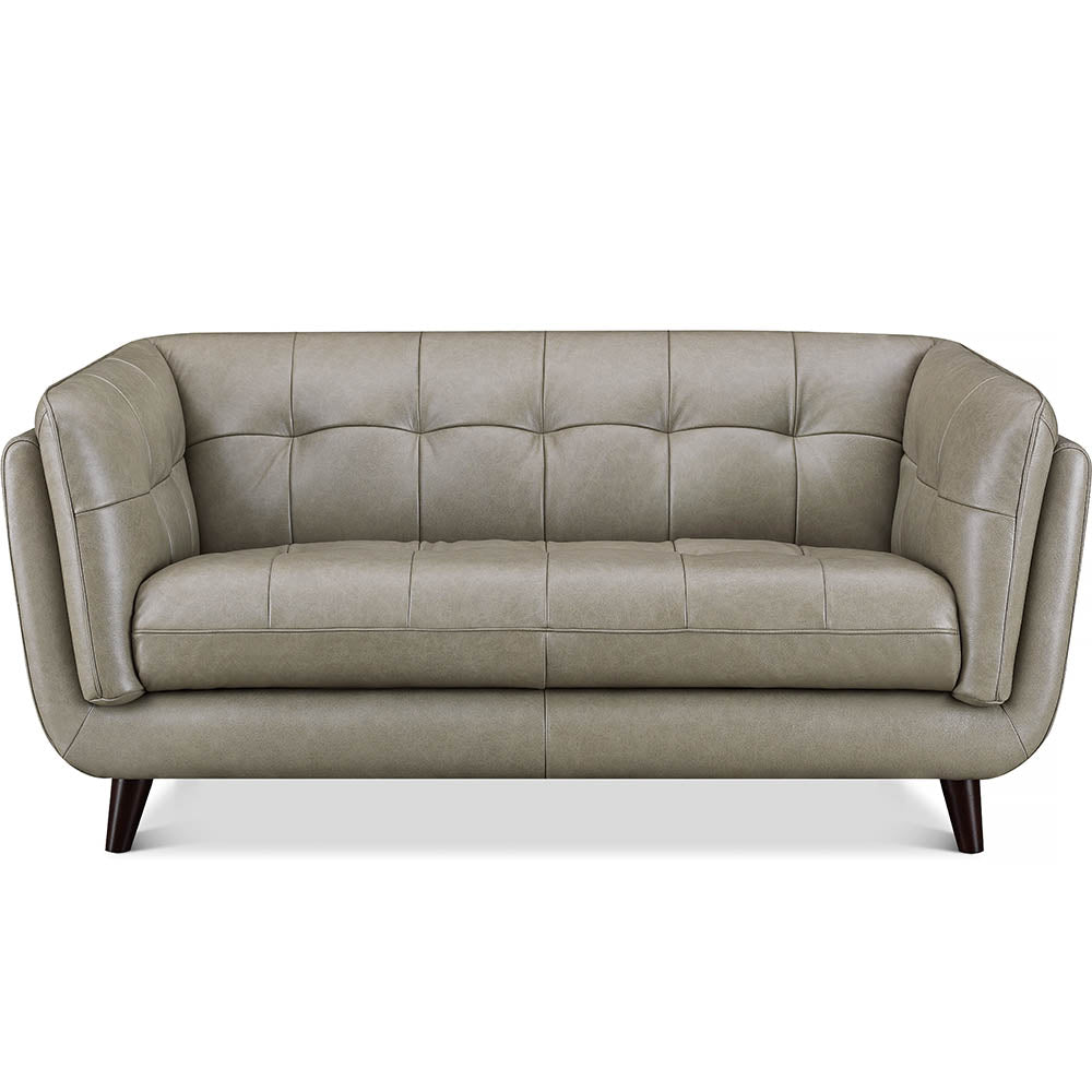English Elm Solana Gray Leather Loveseat with Pocket Coil Seats, Memory Foam & Feather Down Comfort, Durable Frame B2705P338092