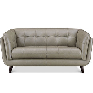 English Elm Solana Gray Leather Loveseat with Pocket Coil Seats, Memory Foam & Feather Down Comfort, Durable Frame B2705P338092