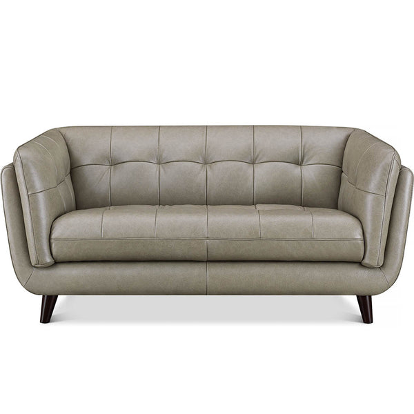 English Elm Solana Gray Leather Loveseat with Pocket Coil Seats, Memory Foam & Feather Down Comfort, Durable Frame B2705P338092