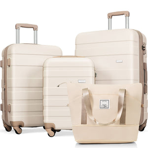 English Elm Luggage Four Piece Abs Hard Shell Set with Spinner Wheels Tsa Lock Travel Ready N726P218511R
