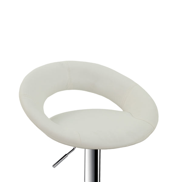 English Elm Adjustable Barstool with White Faux Leather Upholstery, Gas Lift, 360° Swivel & Footrest for Kitchen Islands B089P390147