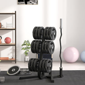 English Elm Soozier Olympic Weight Tree with Six Plate Posts Three Bar Holders Steel Frame Gym Black W2225P217795