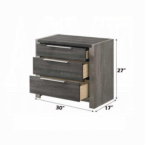 English Elm Contemporary Gray Two-Tone 3-Drawer Nightstand with Long Metal Pulls, Modern Wooden Bedside Table B011P318944