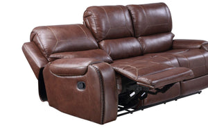 English Elm Steve Silver - Keily 3-Piece Manual Reclining Living Room Set in Dark Brown Faux Leather with USB Console and Swivel Recliner B081S00272