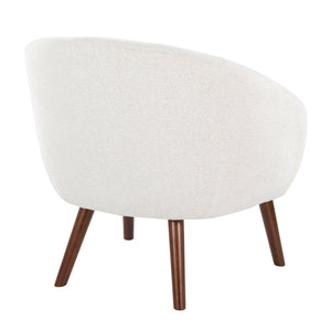 English Elm Contemporary Cream Upholstered Lounge Chair with Walnut Legs for Bedroom Reading B202P223424