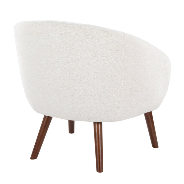 English Elm Contemporary Cream Upholstered Lounge Chair with Walnut Legs for Bedroom Reading B202P223424