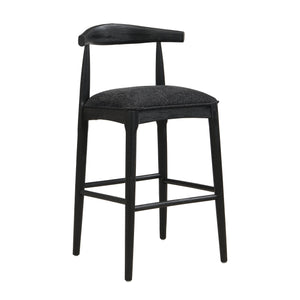 English Elm Christopher Knight Home® - BAR STOOL ladder-back farmhouse set of 2 with upholstered rubberwood seats, tapered legs, timeless charm Black N771P339893H