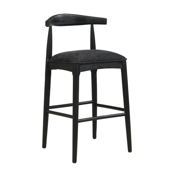 English Elm Christopher Knight Home® - BAR STOOL ladder-back farmhouse set of 2 with upholstered rubberwood seats, tapered legs, timeless charm Black N771P339893H