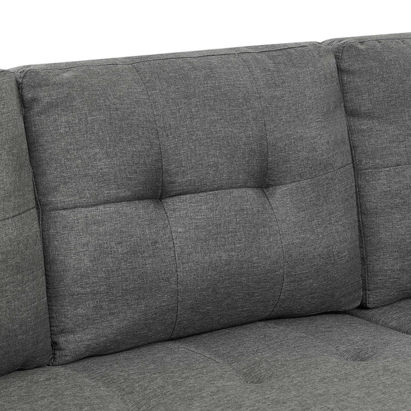 English Elm 86'' Linen Sectional Sleeper Sofa with Tufted Upholstery and Reversible Chaise Living Room B355S00010