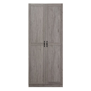 English Elm Hopkins 30" Gray Storage Cabinet with 7 Shelves, Soft-Close Doors, Geometric Design & Handles B365P397852